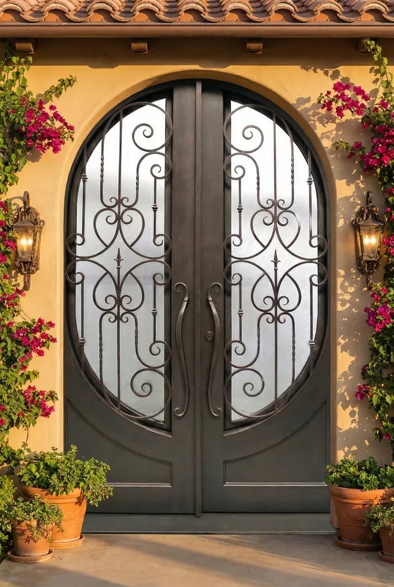 Arched Top Double Door in setting - DA014