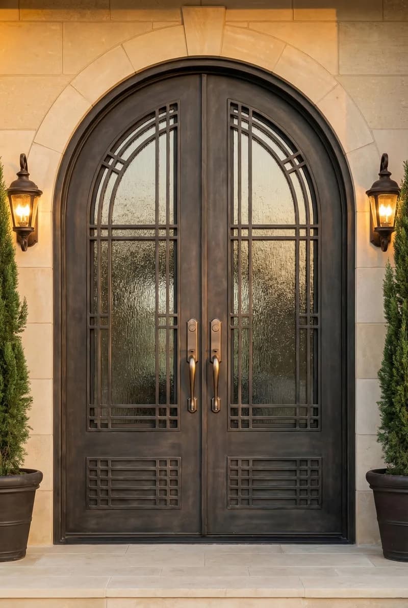 Arched Top Double Door in setting - DA015