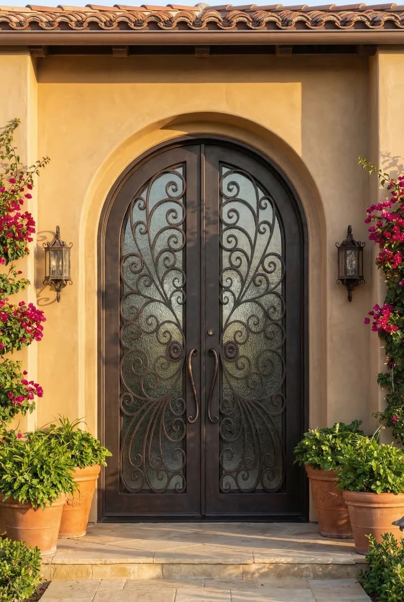 Arched Top Double Door in setting - DA018