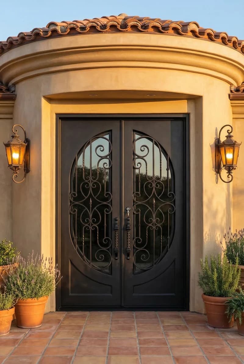 Arched Top Double Door in setting - DA103
