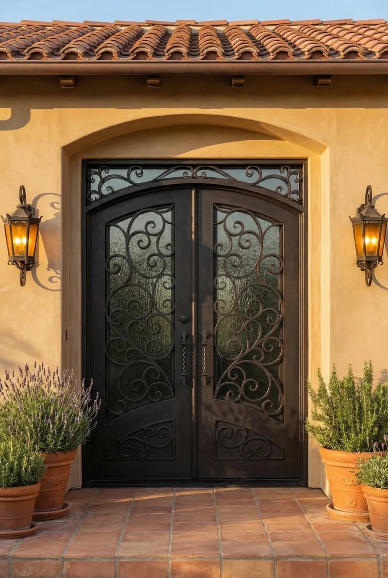 Arched Top Double Door in setting - DA108