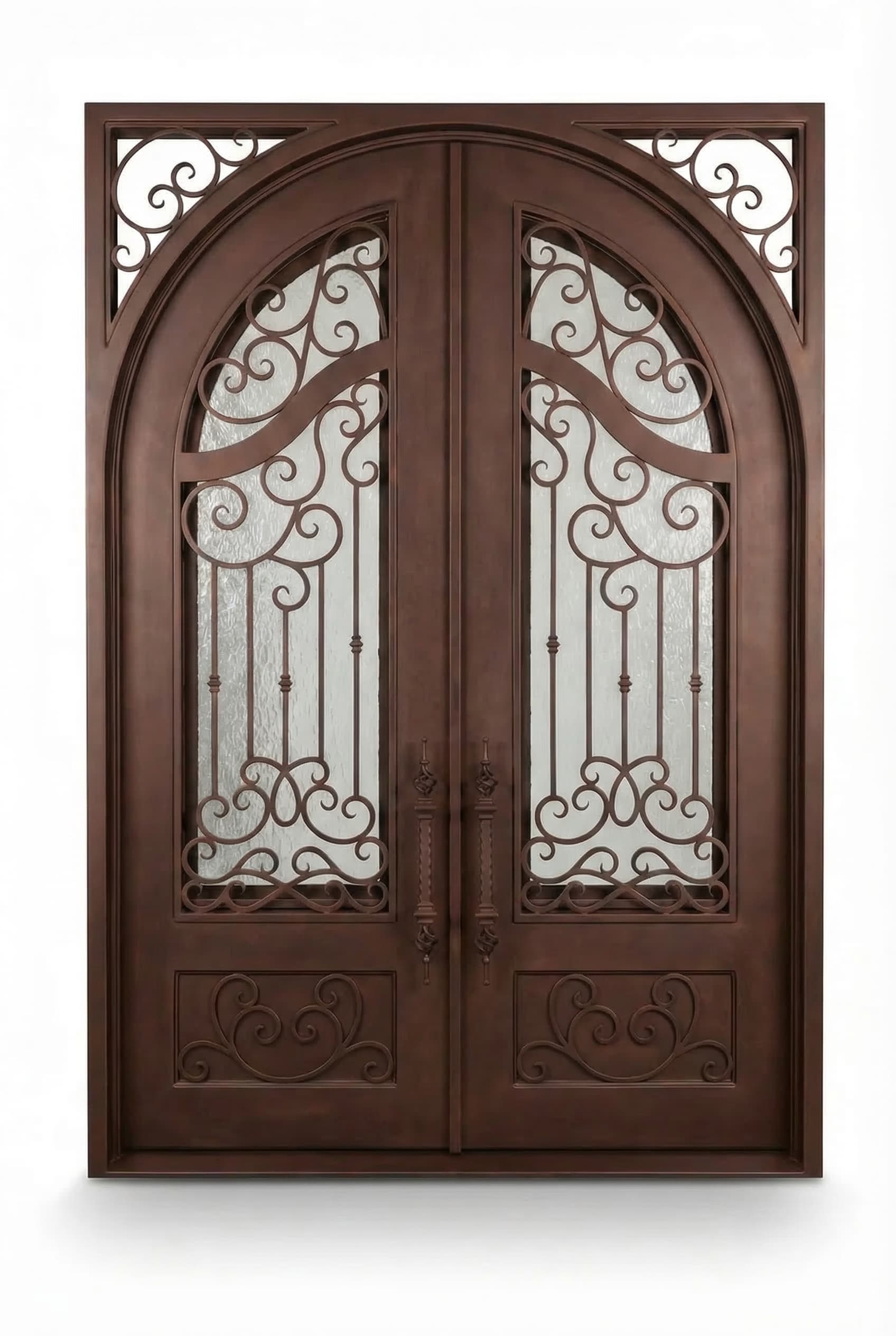 Full Arch Top Double Door in Bronze Patina