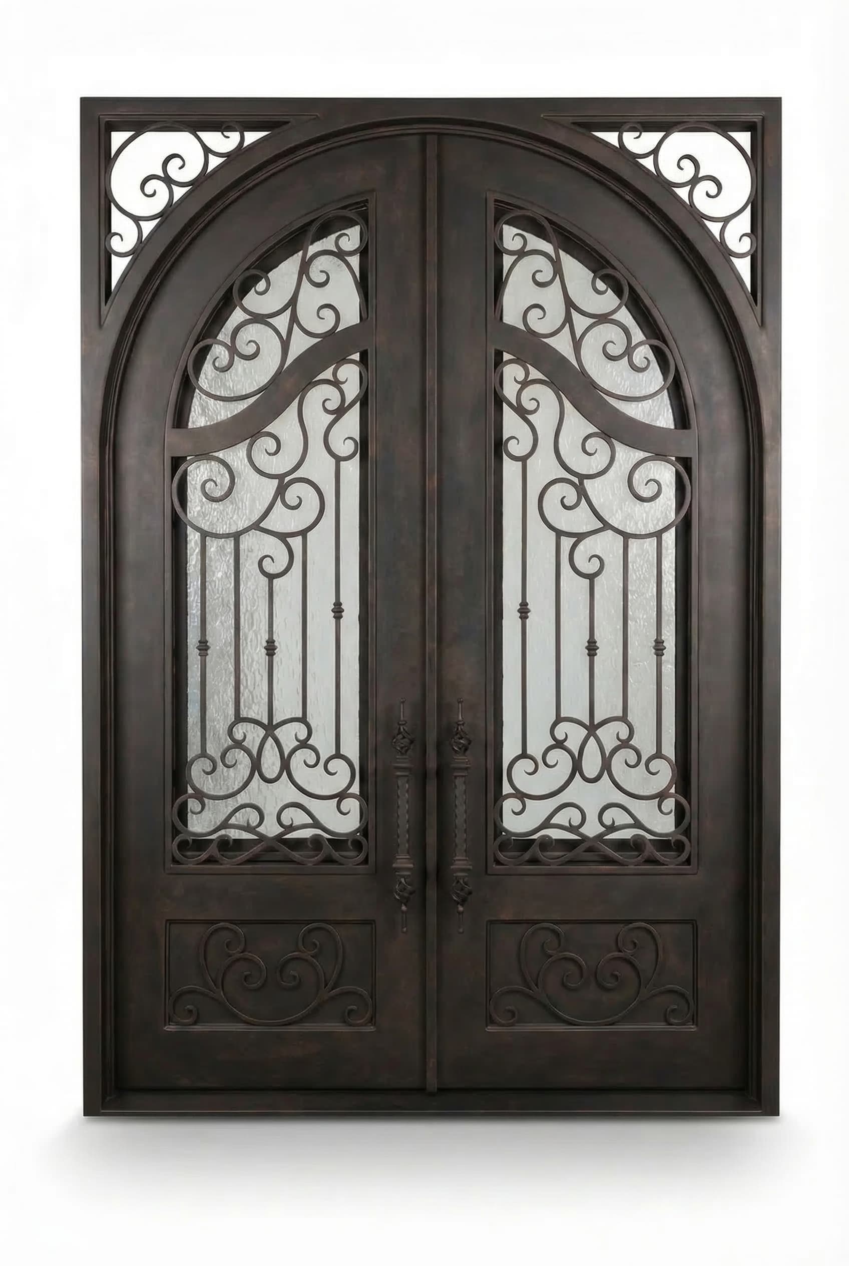 Full Arch Top Double Door in Aged Bronze Patina