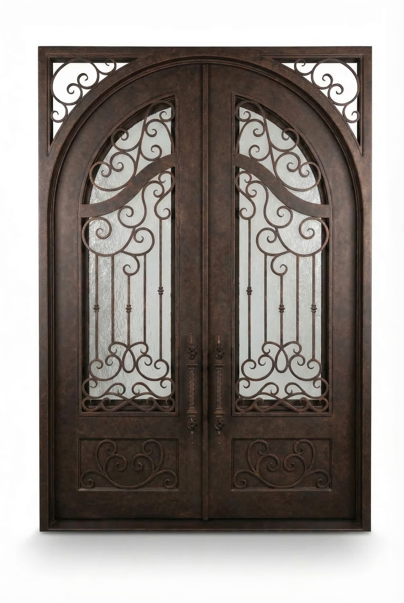 Full Arch Top Double Door in Aged Bronze
