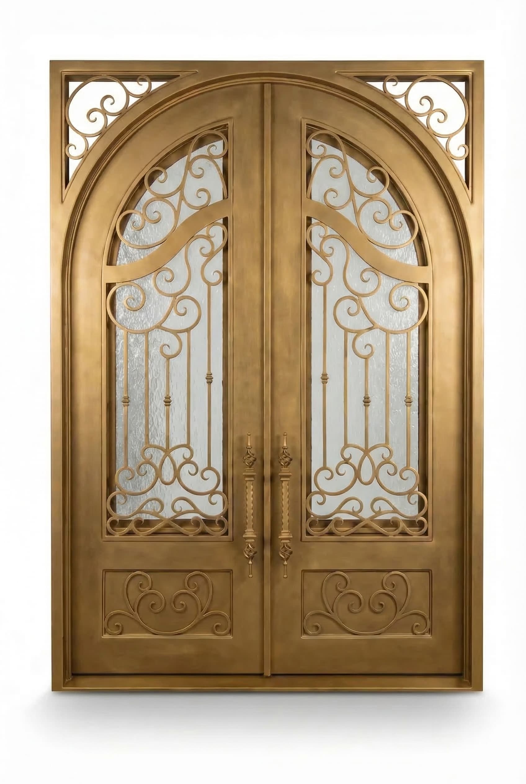 Full Arch Top Double Door in Gold Brush