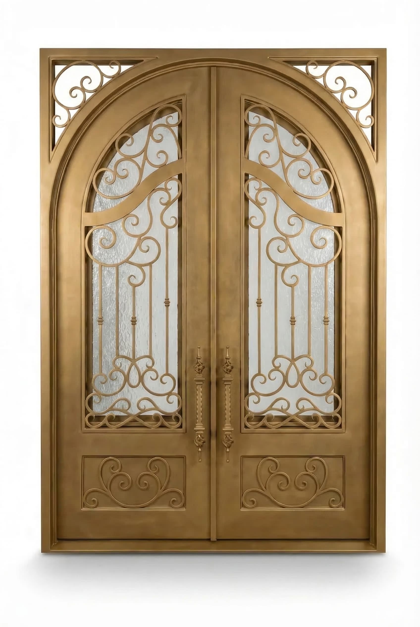 Full Arch Top Double Door in Brassy